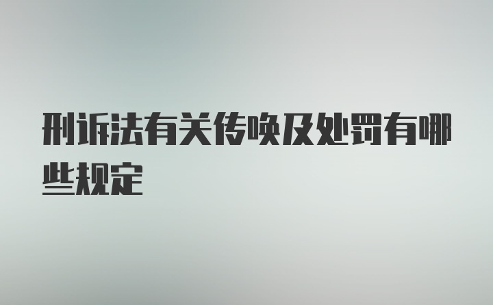 刑诉法有关传唤及处罚有哪些规定