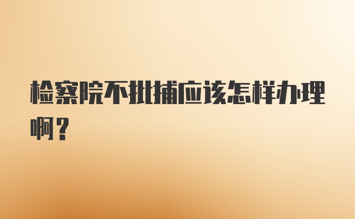 检察院不批捕应该怎样办理啊？