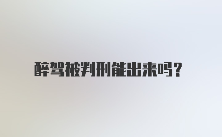 醉驾被判刑能出来吗？