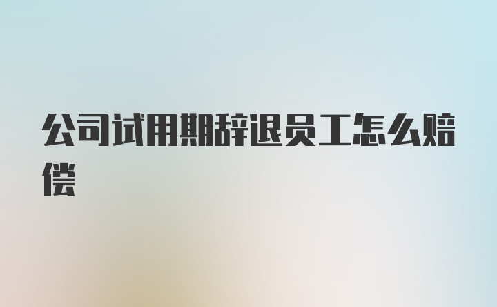 公司试用期辞退员工怎么赔偿