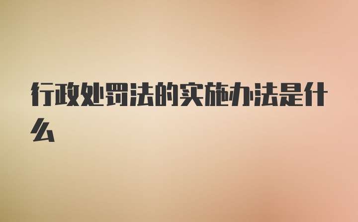 行政处罚法的实施办法是什么