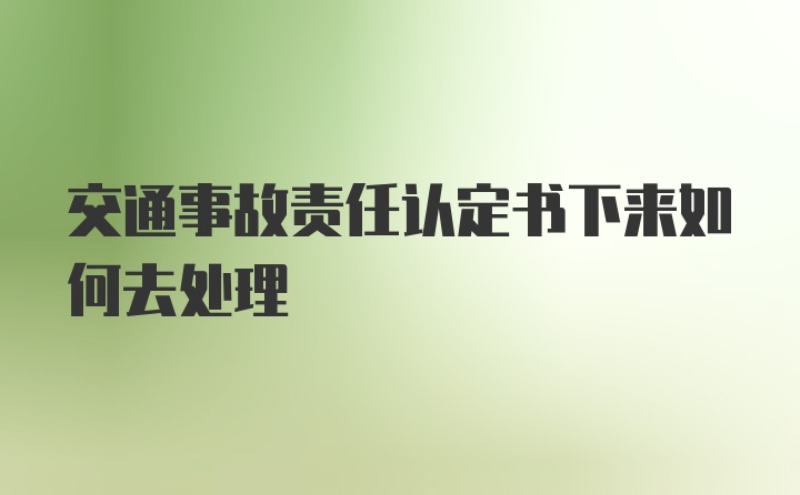 交通事故责任认定书下来如何去处理