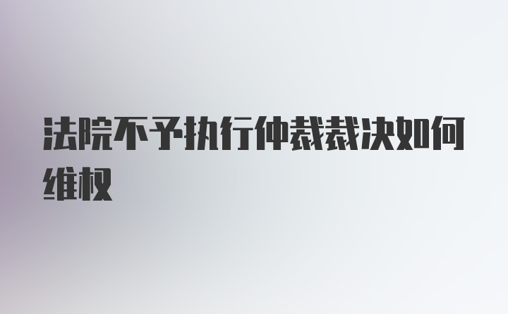 法院不予执行仲裁裁决如何维权