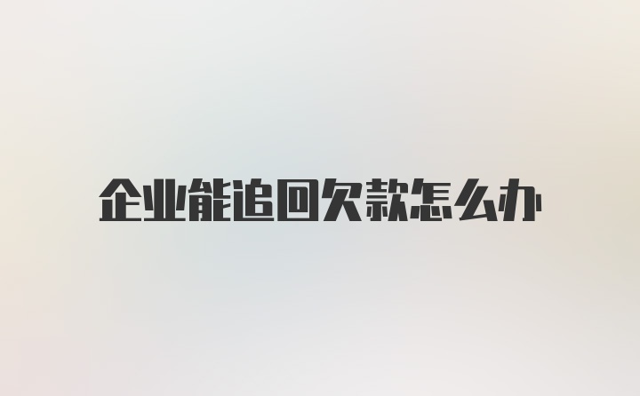 企业能追回欠款怎么办