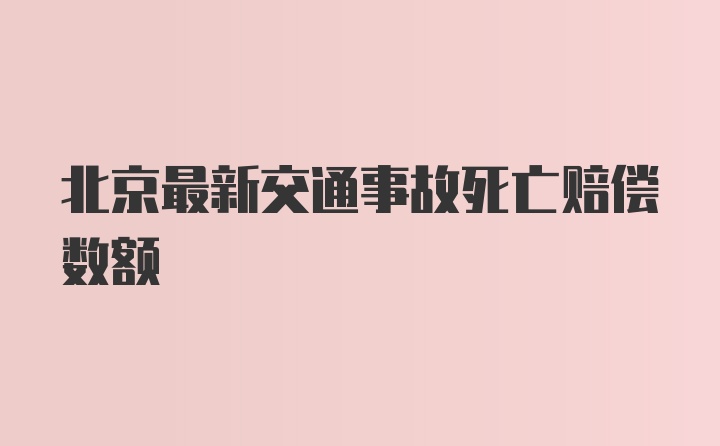 北京最新交通事故死亡赔偿数额