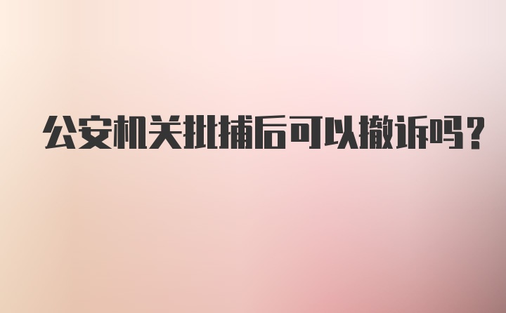 公安机关批捕后可以撤诉吗？