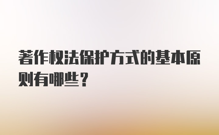著作权法保护方式的基本原则有哪些?