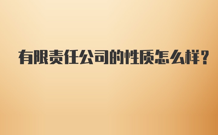 有限责任公司的性质怎么样？
