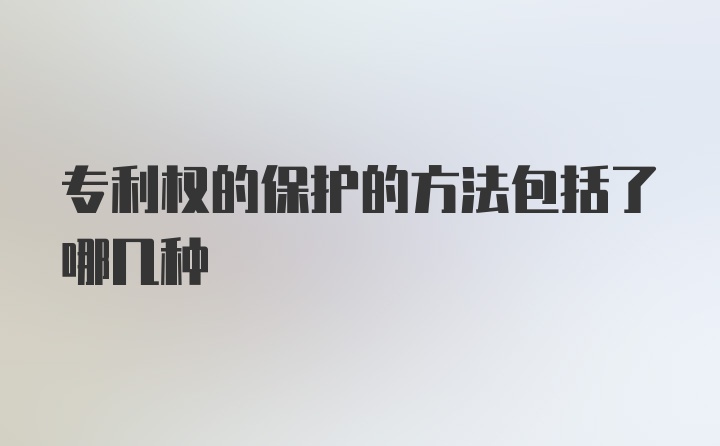 专利权的保护的方法包括了哪几种