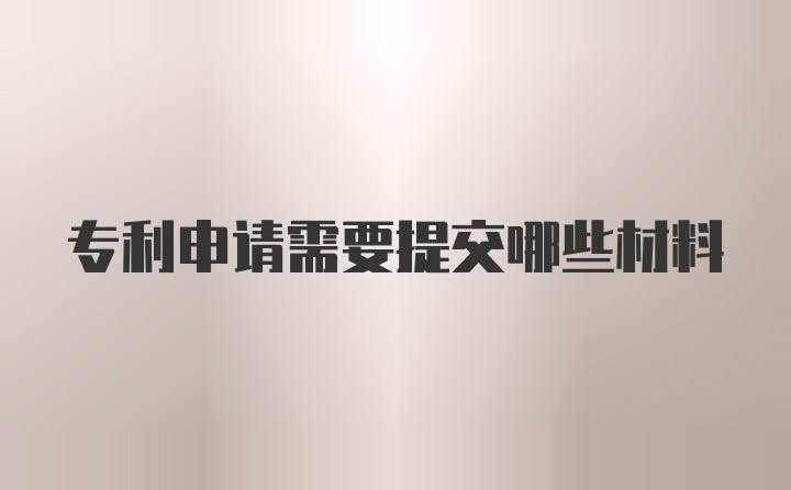 专利申请需要提交哪些材料