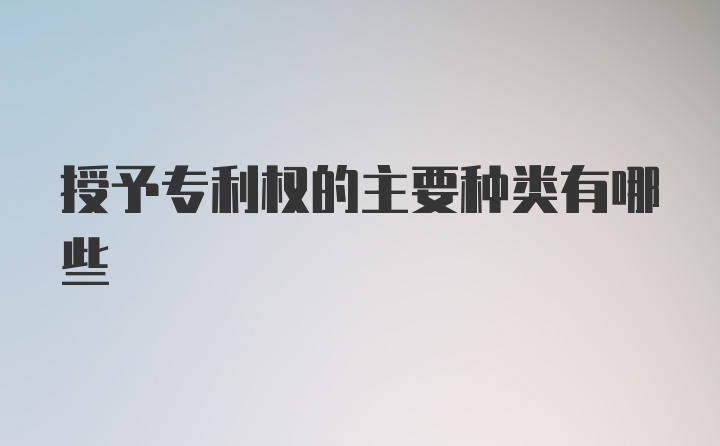 授予专利权的主要种类有哪些