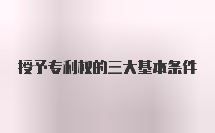 授予专利权的三大基本条件