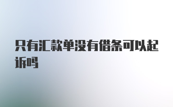 只有汇款单没有借条可以起诉吗