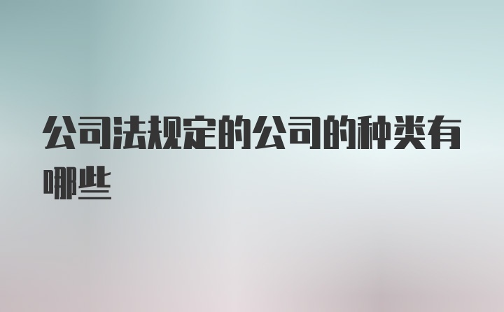 公司法规定的公司的种类有哪些