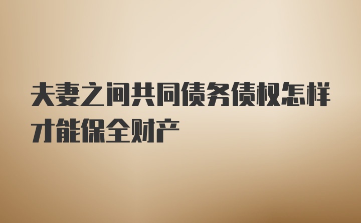 夫妻之间共同债务债权怎样才能保全财产