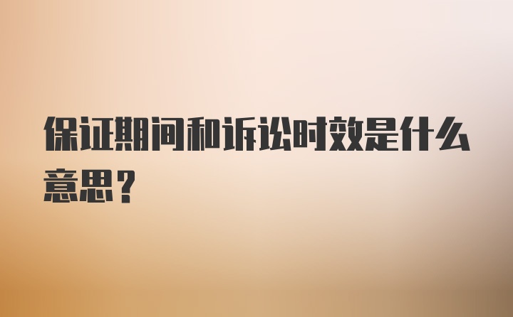 保证期间和诉讼时效是什么意思？