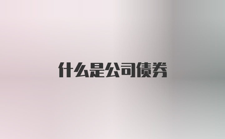 什么是公司债券