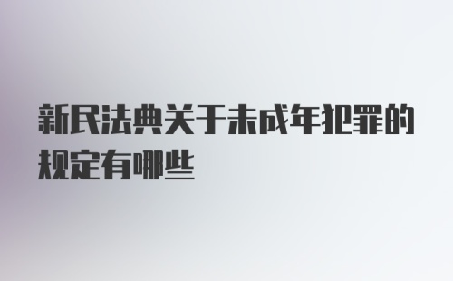 新民法典关于未成年犯罪的规定有哪些