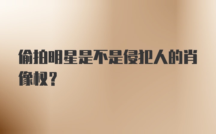 偷拍明星是不是侵犯人的肖像权？