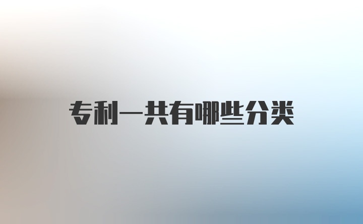专利一共有哪些分类