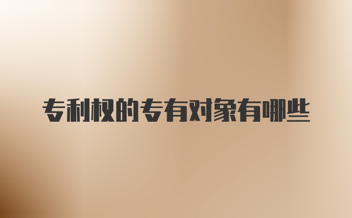 专利权的专有对象有哪些