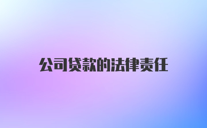 公司贷款的法律责任