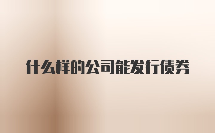 什么样的公司能发行债券