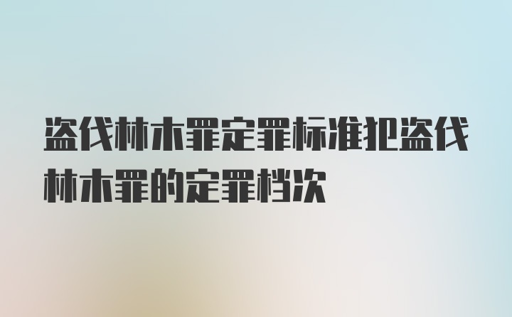 盗伐林木罪定罪标准犯盗伐林木罪的定罪档次