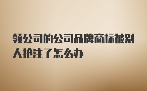 领公司的公司品牌商标被别人抢注了怎么办