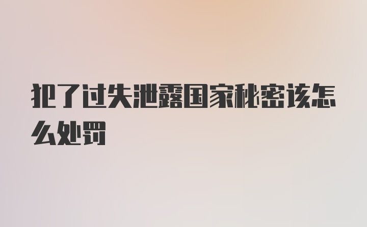 犯了过失泄露国家秘密该怎么处罚