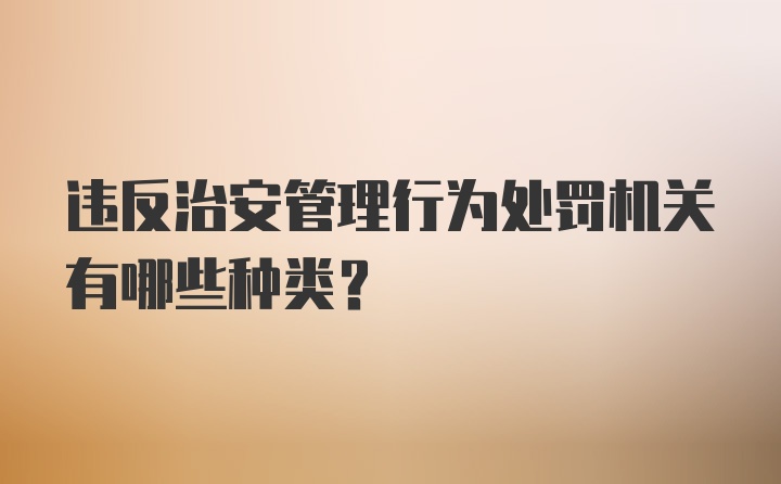 违反治安管理行为处罚机关有哪些种类？