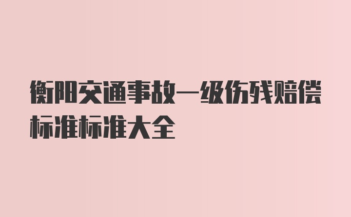 衡阳交通事故一级伤残赔偿标准标准大全