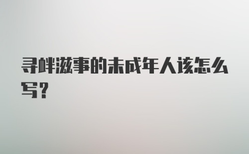 寻衅滋事的未成年人该怎么写？