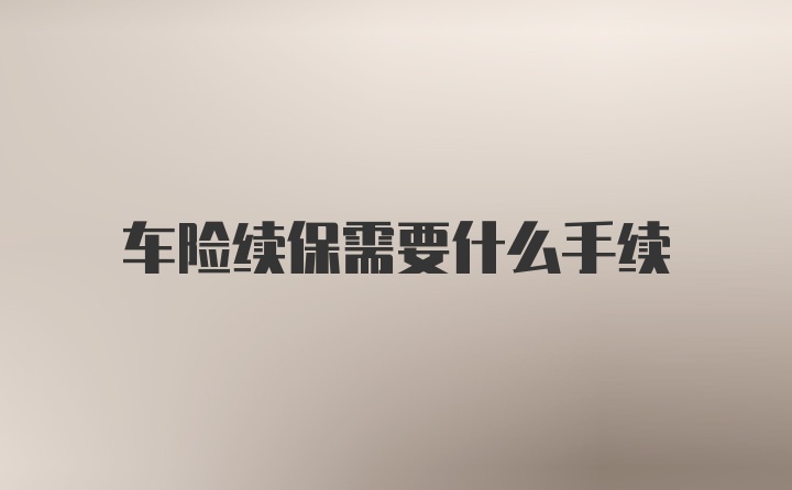 车险续保需要什么手续