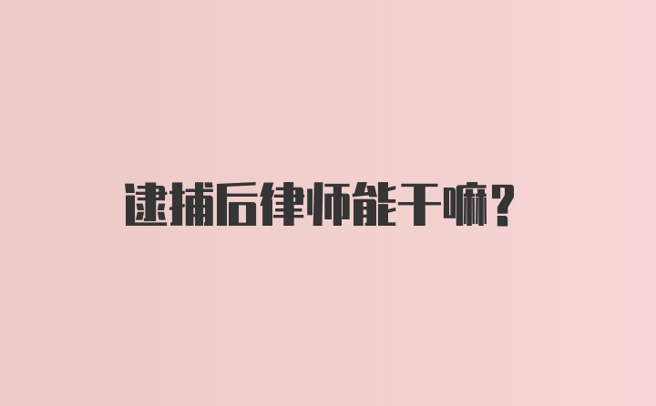 逮捕后律师能干嘛？