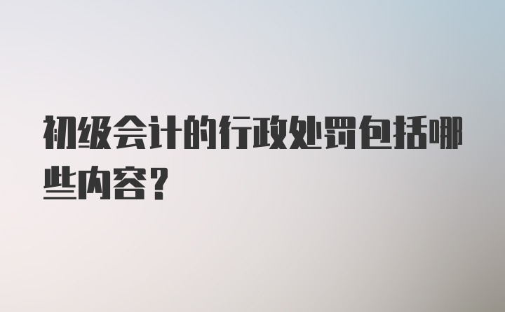 初级会计的行政处罚包括哪些内容？