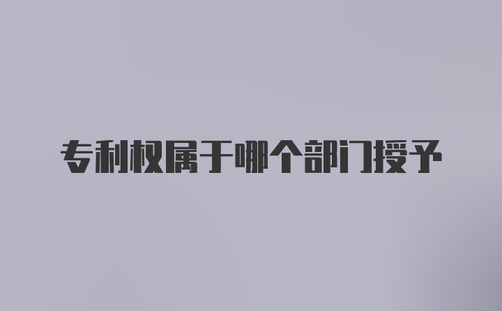 专利权属于哪个部门授予