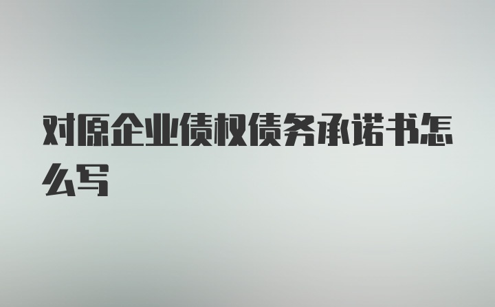 对原企业债权债务承诺书怎么写