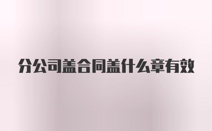 分公司盖合同盖什么章有效