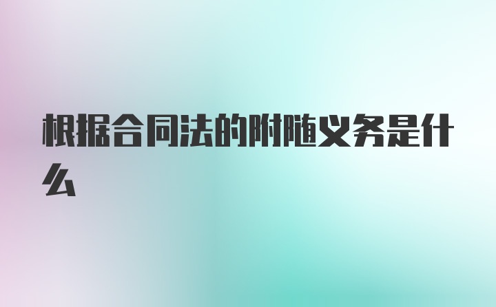 根据合同法的附随义务是什么