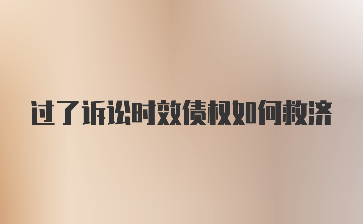 过了诉讼时效债权如何救济