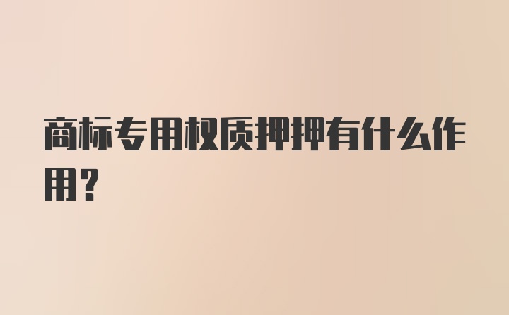商标专用权质押押有什么作用？