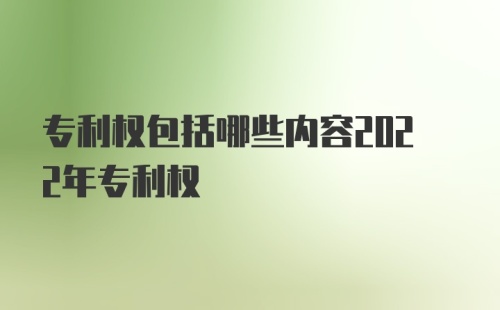 专利权包括哪些内容2022年专利权