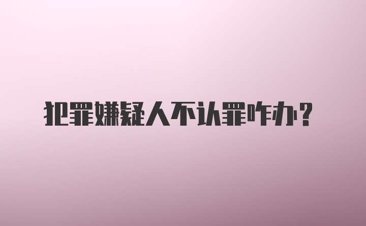 犯罪嫌疑人不认罪咋办?