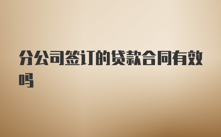 分公司签订的贷款合同有效吗