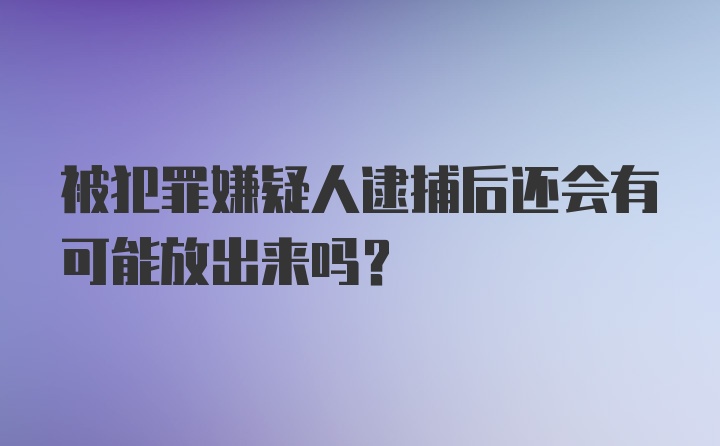 被犯罪嫌疑人逮捕后还会有可能放出来吗?