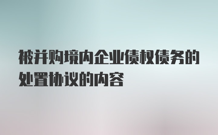 被并购境内企业债权债务的处置协议的内容