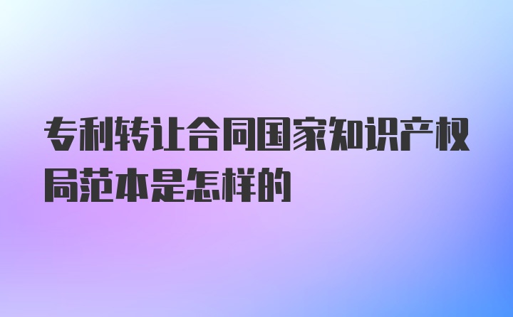 专利转让合同国家知识产权局范本是怎样的