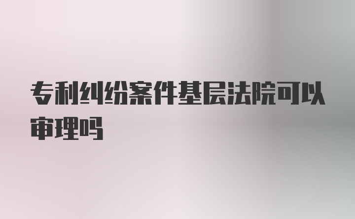 专利纠纷案件基层法院可以审理吗