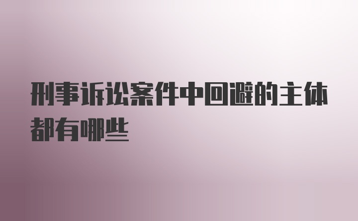 刑事诉讼案件中回避的主体都有哪些